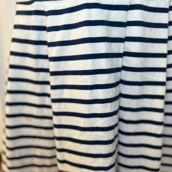 Petit Bateau cotton pullover dress, pleated skirt, navy and white stripes, sm - Picture 3 of 7